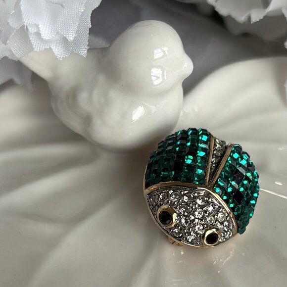 CAROLEE (RARE!) RHINESTONE LADYBUG BROOCH - Picture 2 of 10